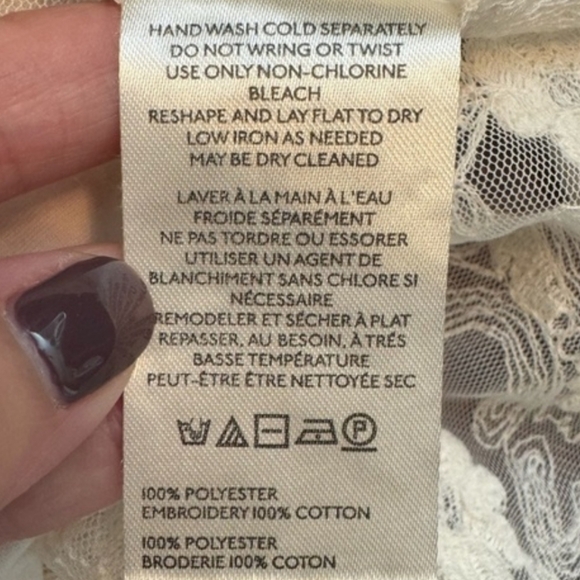 ANTHROPOLOGIE Cream Lace Flutter Sleeve Romantic Fairy Boho Gypsy Blouse Cami S - Picture 13 of 16